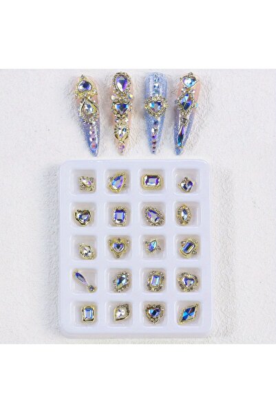 Choice زينة أظافر ثلاثية الأبعاد أنيقة باللون الأزرق مصنوعة من سبيكة معدنية م...