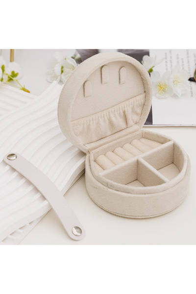 Choice علبة مجوهرات صغيرة محمولة بيج اللون، مصنوعة من الفلانيل، علبة صغيرة لط...