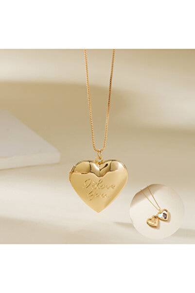 Choice قلادة رومانسية على شكل قلب مع رسالة، سلسلة ذهبية اللون، NC24Y0556-3، للنساء والأزواج