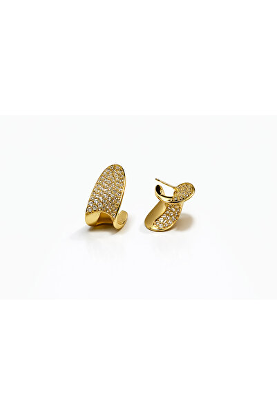 Toz Vintage أقراط كارميلا الذهبية المنحنية ذات الحجر العصري بتصميم عتيق