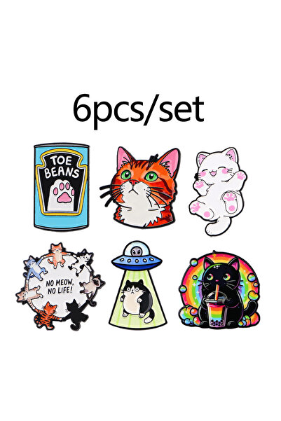 Choice 13 دبوسًا معدنيًا ملونًا من مينا كابيبالا على شكل قطط وأسماك قرش كرتون...