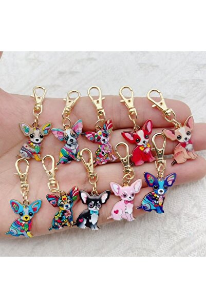 Choice 1 10pcs cartoon multi-color alloy dog keychains, suitable for hanging ...