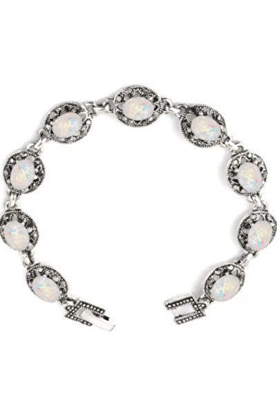 CRM Brățară ornament pentru femei, CRM, pietre de opal alb, stil elegant, 19,5 cm