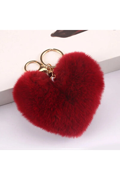 Choice مجموعة ميداليات مفاتيح على شكل قلب بنقشة جلد النمر، مصنوعة من فرو صناع...