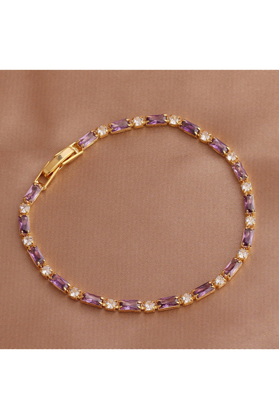 Choice سوار تنس فاخر مرصع بأحجار الزركون بألوان قوس قزح، مزود بإبزيم بنفسجي، ...