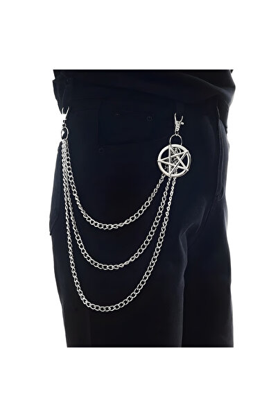 Choice C Punk Retro Waist Chain with Double Star Pendant Layered Metal Chains...