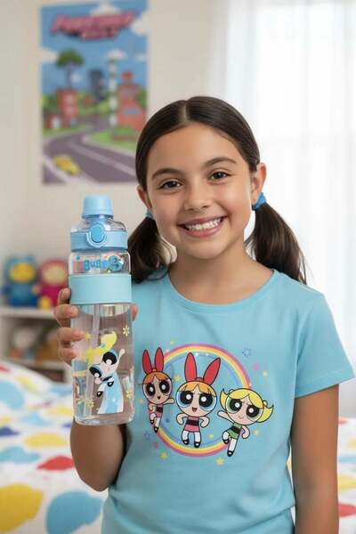 Powerpuff Girls Lisanslı Büyük Kapasiteli Plastik Şişe 1100 Ml - Bubbles
