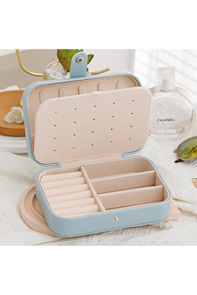 Choice علبة مجوهرات محمولة بلون أزرق رمادي، قطعة واحدة، منظم مجوهرات للسفر، ل...