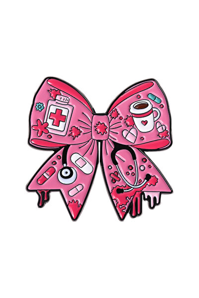 Choice دبوس مينا على شكل فيونكة وردية لطيفة QHXZ4185، علبة أدوية، كبسولة، طبي...