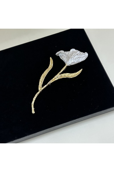 Choice بروش عتيق كبير الحجم بتصميم زهرة معدنية، بروش على شكل ورقة شجر معدنية،...