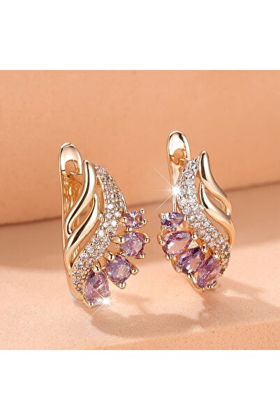 Choice WF4276-1 أقراط أنيقة للنساء، مرصعة بحجر الزركونيا المكعب الأرجواني، بت...