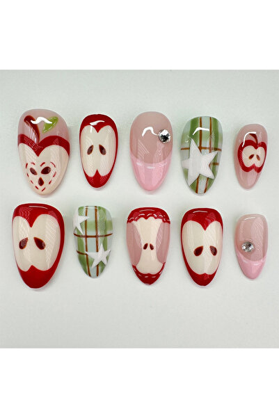 Choice 1XB1-00028 مجموعة من 24 قطعة من أظافر اللوز الطويلة اللاصقة بنقوش أنمي...