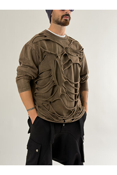 COCOPELLI Street Washed Brown Design Men's Sweatshirt Coc2648