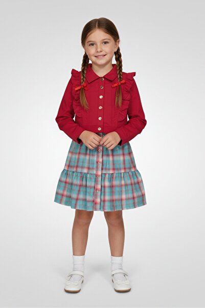 NANETTE LEPORE طقم فستان وجاكيت كاروهات مكون من قطعتين للبنات، متعدد الألوان