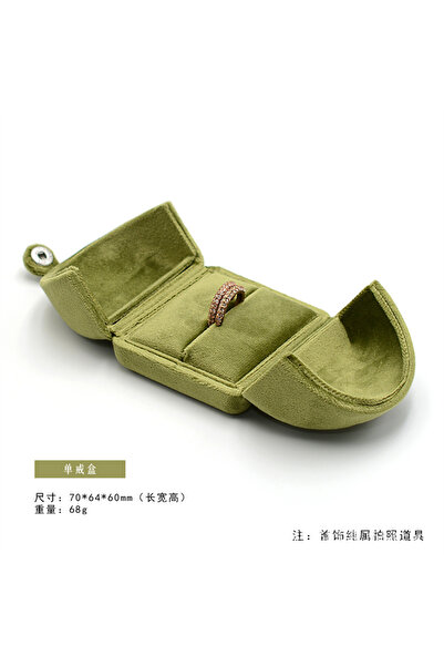 Choice علبة خاتم واحدة، خضراء، ذات فتحتين، مصنوعة من المخمل الطبيعي، علبة خات...