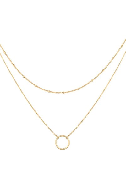 Choice Gold-color 1pc Double Layer Ring Necklace Stainless Steel Women's Mini...