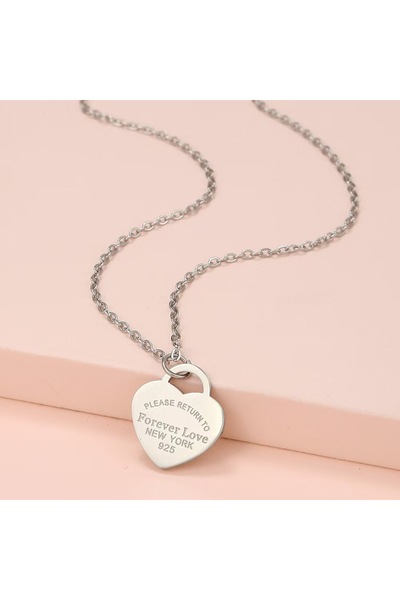 Choice قلادة فضية تحمل عبارة "حب أبدي" مصنوعة من التيتانيوم والفولاذ، سلسلة ت...