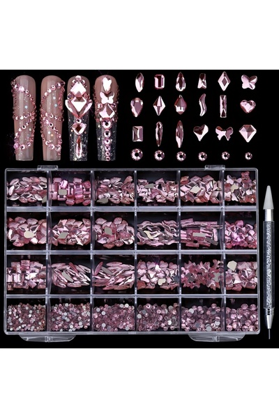 Choice أحجار الراين الوردية الفاخرة المسطحة ذات الشكل AB، متعددة الأشكال، لتز...