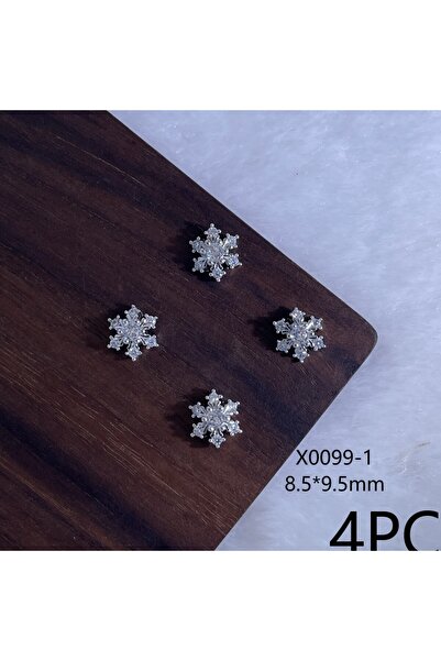 Choice X0099-1 4PCS Shiny Metal Christmas Snowflake Zircon Rhinestones Nail Art Charms Luxury Glitter Nail