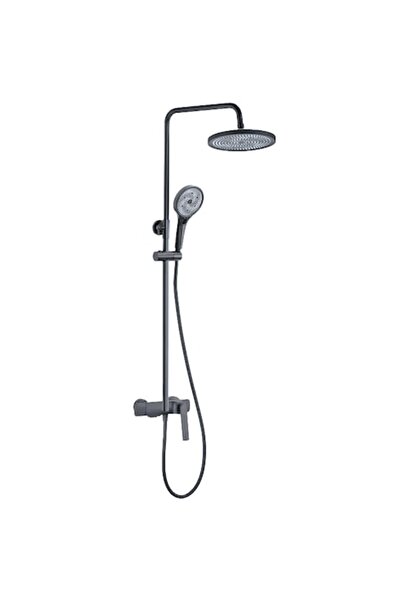 Radinavico Coloană de duș, baterie încorporată, alamă, gri mat