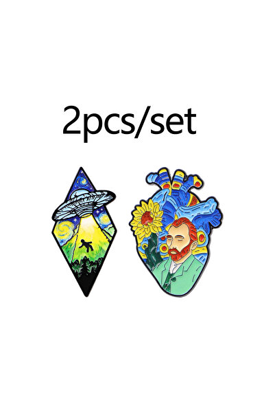 Choice 9 دبابيس مينا على شكل قلب عضوي من فان جوخ، اقتباسات مضحكة، بروش سيارة، دبوس طية صدر السترة، شارة على حقيبة الظهر، إكسسوارات ملابس.