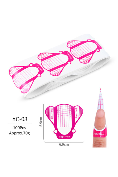 Choice YC 03 100Pcs Nail Art UV Gel Tips Extension Builder Form Acrylic French Nails Tips Extension Stencil