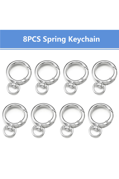 Choice 8PCS Silver 8/15 key rings, spring O-ring key hooks, for buckling, met...
