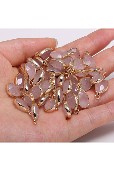 Choice قلادتان من الكوارتز الوردي الطبيعي، قطعتان، بتصميم أوبال مصقول على شكل...