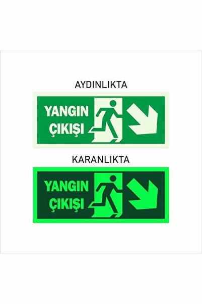 Sek Trend Fotolümen Fosforlu Acil Çıkış Folyo Sağ Aşağı Yön Levhası 19.5x8 cm