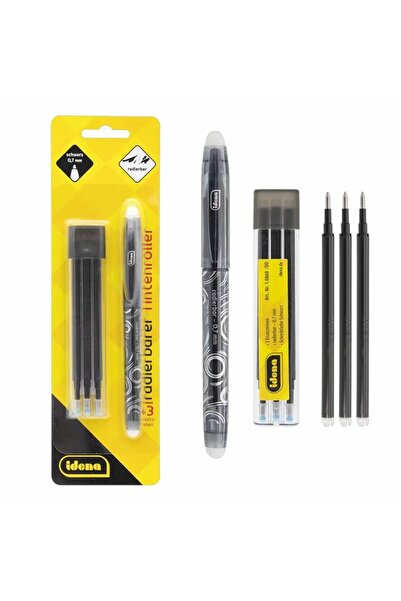Idena Rollerball pen with eraser + black refill set
