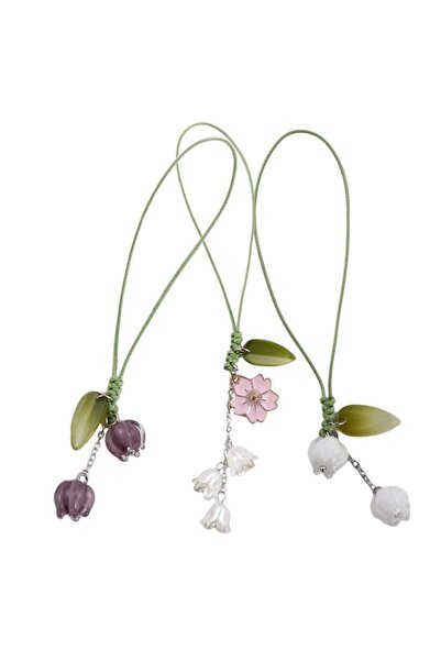 Choice 3 قطع من سلاسل تعليق الهواتف المحمولة على شكل زهرة التوليب، لطيفة لأجه...