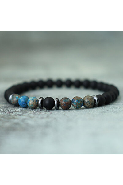 Choice سوار فينيكس ستون نوتر مينيماليست مزين بالخرز للرجال، 6 مم من حجر الهيم...