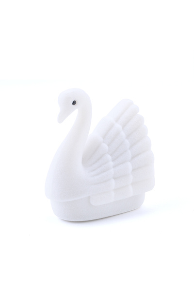 Choice علبة مجوهرات بيضاء جميلة على شكل بجعة، قطعة واحدة، مصنوعة من المخمل، ع...