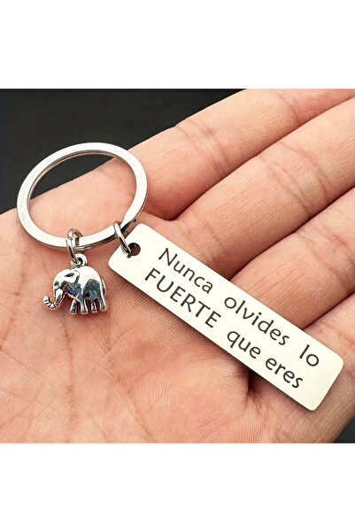 Choice Silver 1pc Inspirational Positive Energy Elephant Power Elephant Stainless Steel Keychain For Car Ba
