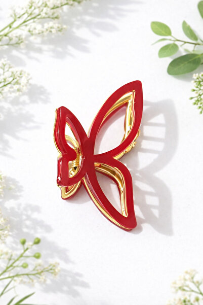 cityvision Agrafă de păr fluture din acetat metalic culoare burgundă 8 cm