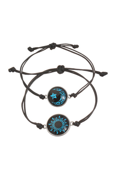 Choice أساور زوجية مضفرة مضيئة من الحبال للأزواج، بتصميمات الشمس والقمر والفر...