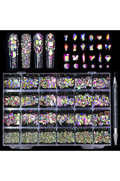 Choice AB Luxury Flatback AB Nail Art Rhinestones Multi-shape Crystal Gemstones For Design Shoes Clothes Na