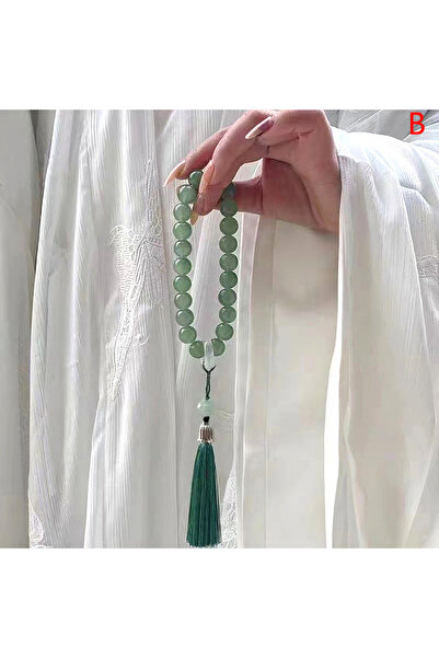 Choice سوار وقلادة من حجر اليشم الأخضر 12 مم مع شرابة، مسبحة بوذية تبتية، مسب...