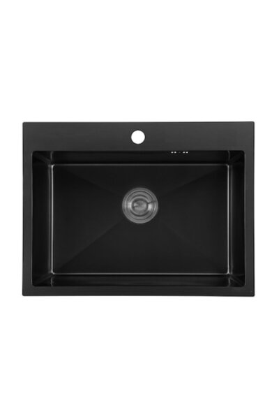 Radinavico kitchen sink, stainless steel 304, drain kit and drainer included, 80x50, black