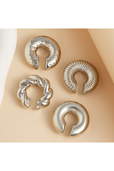 Choice 23213 2 4 قطع أقراط أذن عصرية على شكل حرف C، بدون ثقب، إكسسوارات قوطية...