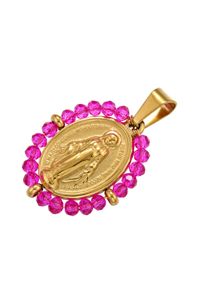 Choice قلادة ساحرة بتصميم وردة ذهبية من QMHJE، مزينة بقلادة مريم العذراء، مصن...