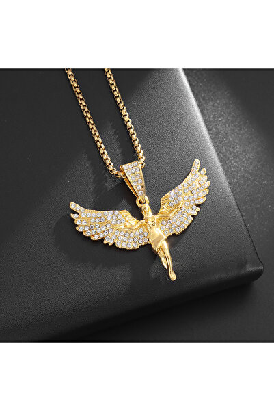 Choice AL20895- قلادات ملاك مرصعة بأحجار الزركونيا المكعبة 5A+ باللون الذهبي،...