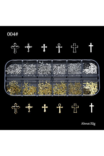 Choice 04 12 Grid Gold Ocean Rivet Nail Jewelry 3D Mixed Metal Moon Star Sun Bead Rivet Nail Art Rhinestone