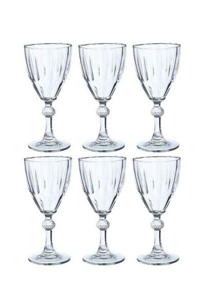 Pasabache Pasabahce 6-Piece Diamond Goblet Set, 245cc Clear