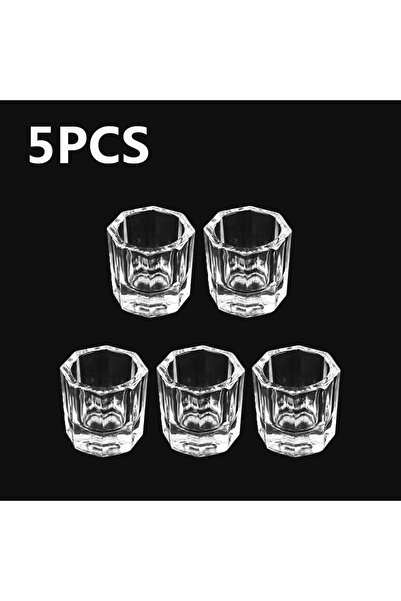 Choice ٥ قطع من زجاج كريستالي شفاف للأظافر، أكواب صغيرة ثمانية الشكل لبودرة س...