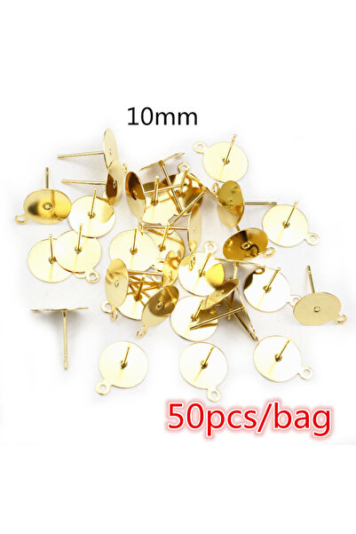 Choice 50 قطعة من أقراط ذهبية اللون من الفولاذ المقاوم للصدأ، مقاس 10 مم، عبو...