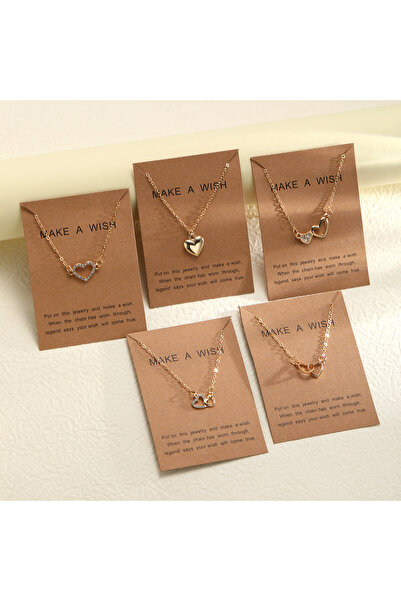 Choice AYA6142501 طقم قلادات تشوكر بسيطة على شكل قلب مكون من 5 قطع للنساء، قل...