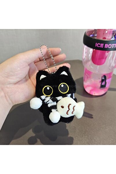 Choice Black B 1Pcs Cool Plush Black White Cat Doll Toy Keychain Bag Pendant ...