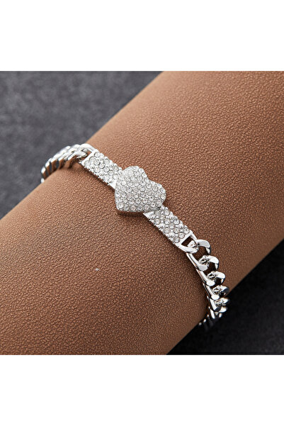 Choice سوار YF4285-2 أنيق وفاخر مرصع بالزركون على شكل قلب للنساء، بتصميم سلسل...