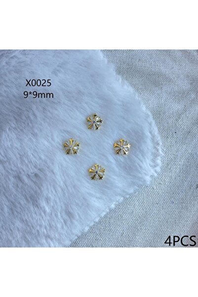 Choice X0025 4 قطع من أحجار الراين الزركونية المعدنية اللامعة على شكل ندفة ثل...